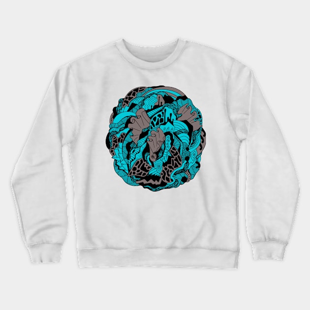 Blue Grey Abstract Wave of Thoughts No 1 Crewneck Sweatshirt by kenallouis